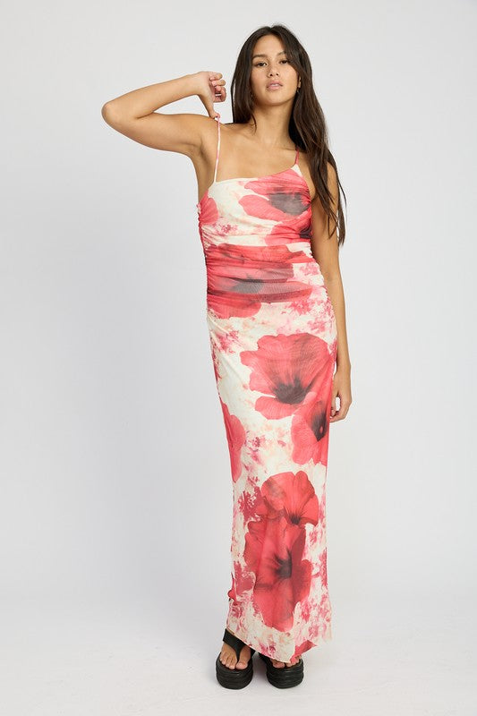 One Shoulder Ruched Maxi Dress