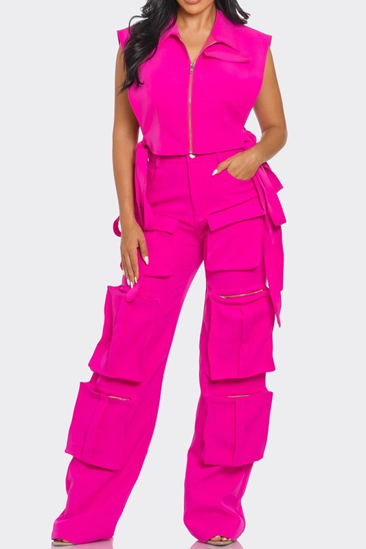 Athina Vivid Pink Cargo Matching Set