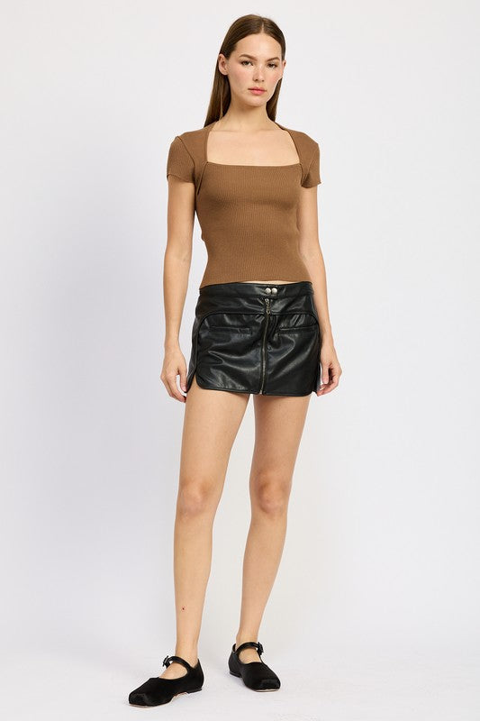 Moto Mini Skirt with Zipper