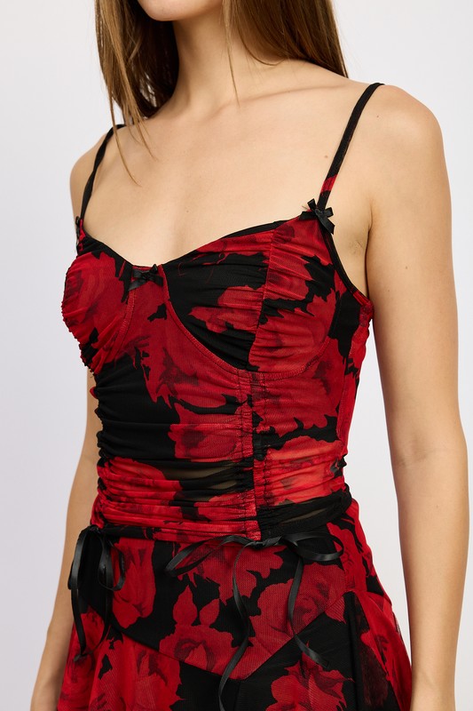 Floral Ruched Corset Top