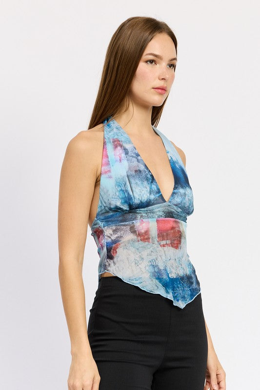 Hanky Hem Neck-Tie Top