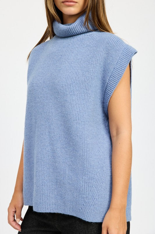 Split Back Turtleneck Sweater Top