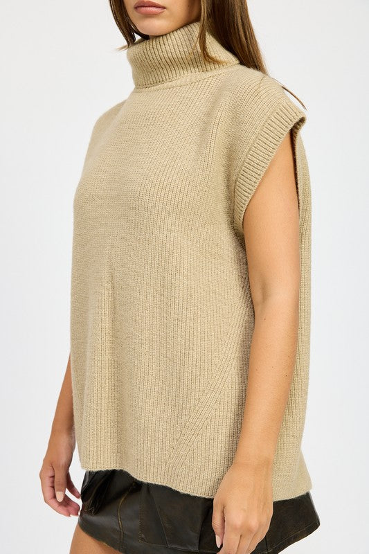 Split Back Turtleneck Sweater Top