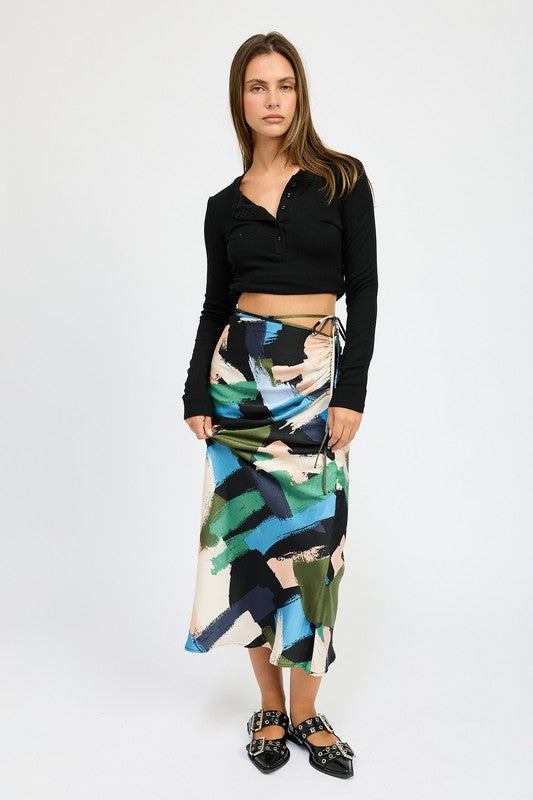 Side Ruched Midi Skirt