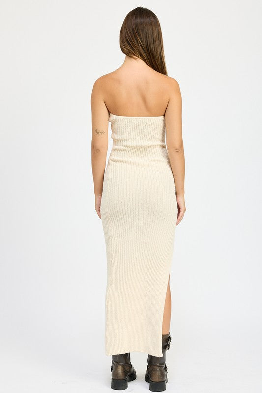 Asymmetrical Ribbed Maxi Tube Dress