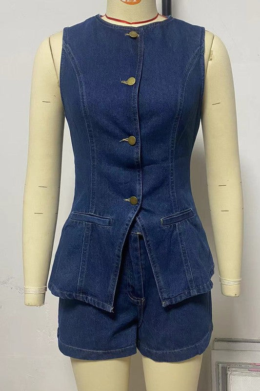 Women’s Fashion Denim Two-Piece Set