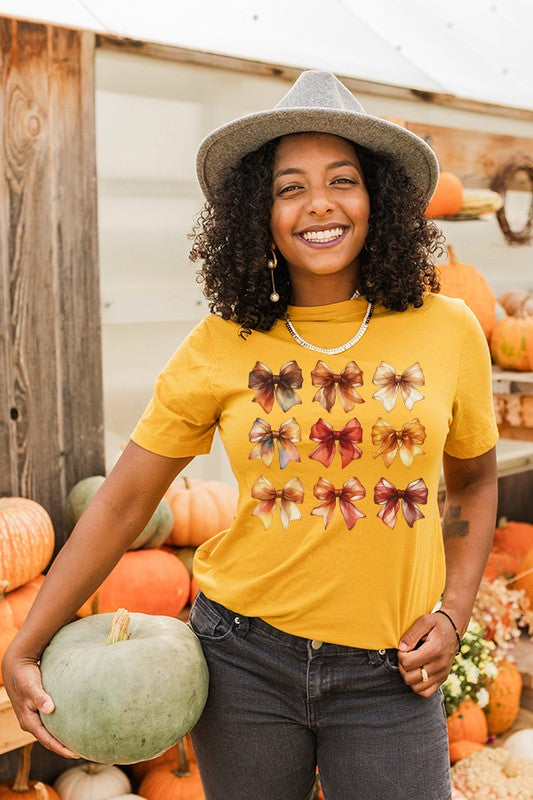 Fall Autumn Colored Bows Stack Graphic Tee