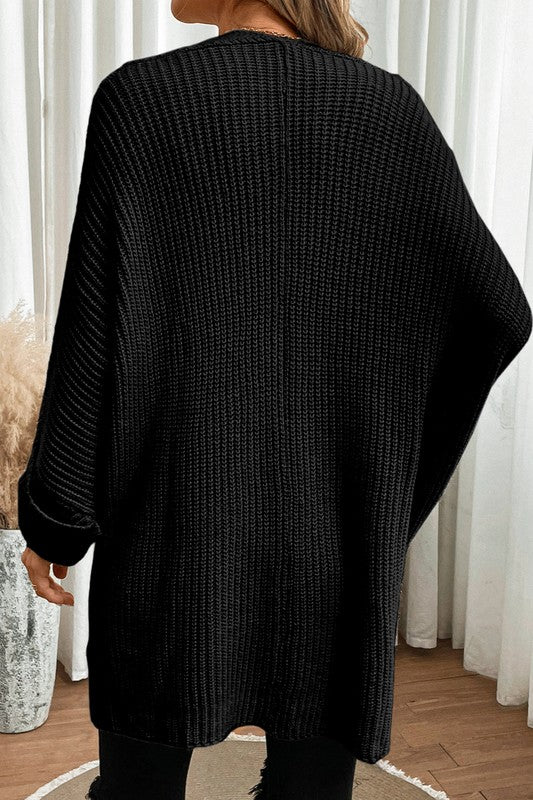 Batwing Sleeve Oversized Cable Knit Cardigan