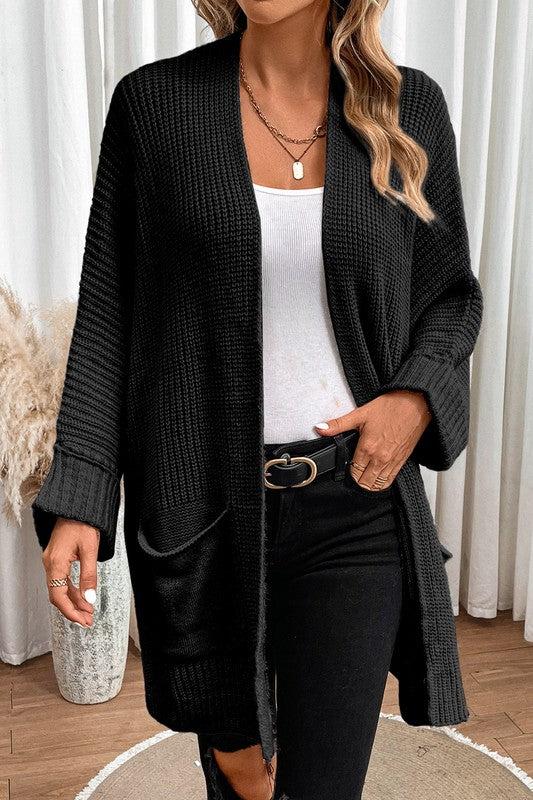 Batwing Sleeve Oversized Cable Knit Cardigan