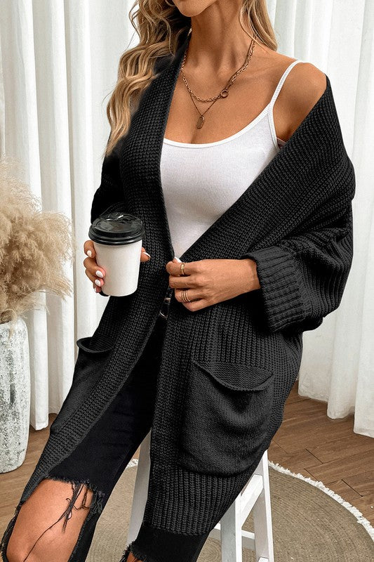 Batwing Sleeve Oversized Cable Knit Cardigan