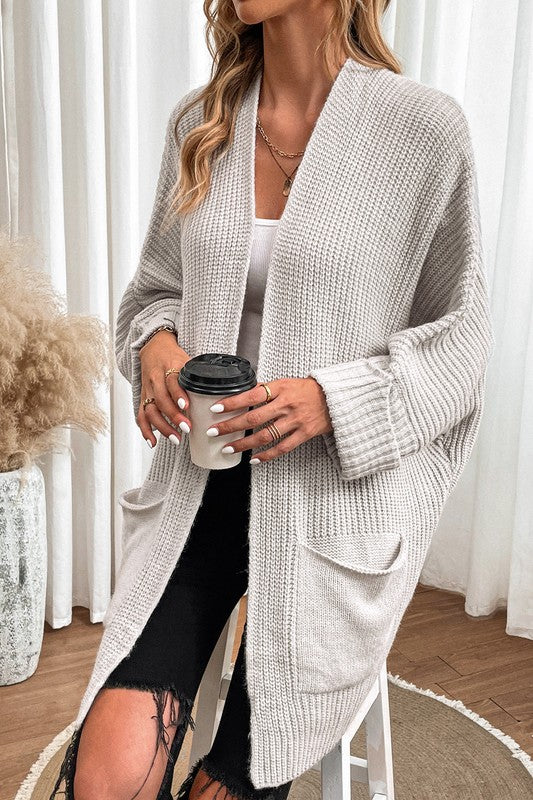 Batwing Sleeve Oversized Cable Knit Cardigan