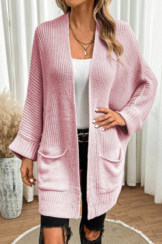 Batwing Sleeve Oversized Cable Knit Cardigan