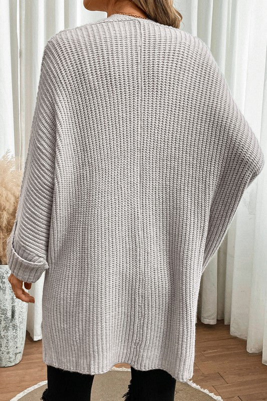 Batwing Sleeve Oversized Cable Knit Cardigan