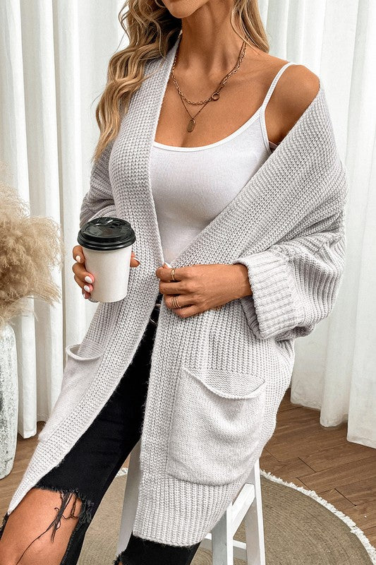 Batwing Sleeve Oversized Cable Knit Cardigan