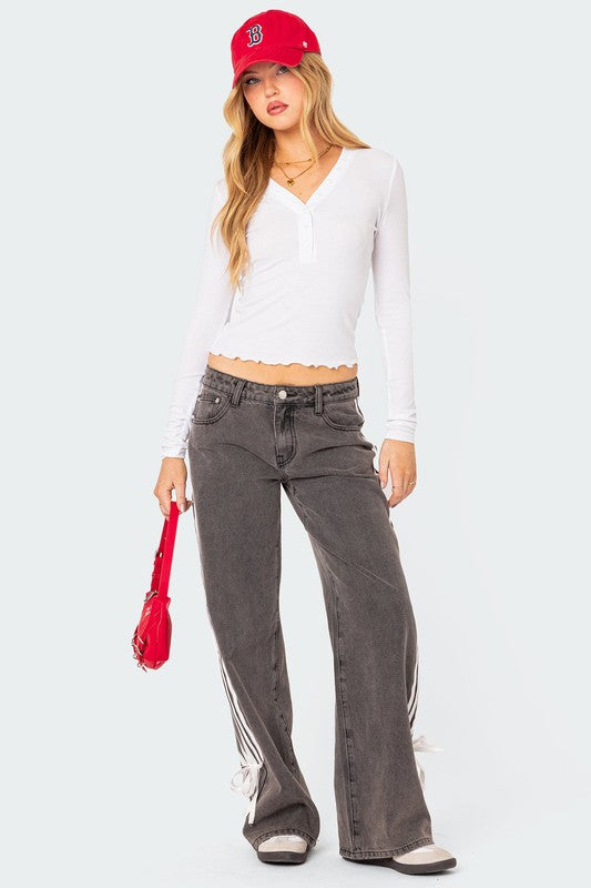 Black Casual Style Denim Pants