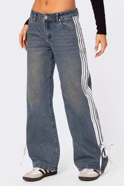 Blue Downtown Casual Style Denim Pants