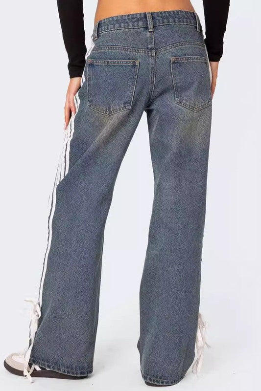 Blue Casual Style Denim Pants