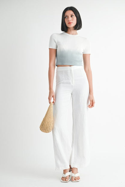 Ombre Crew Neck Cropped Top