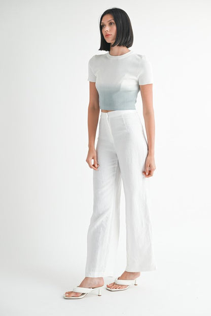 Ombre Crew Neck Cropped Top