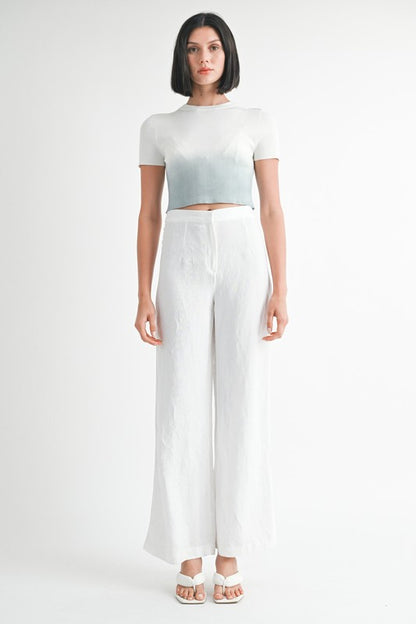 Ombre Crew Neck Cropped Top