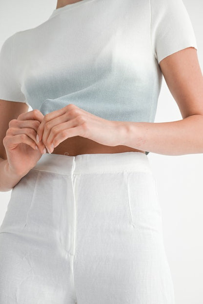 Ombre Crew Neck Cropped Top