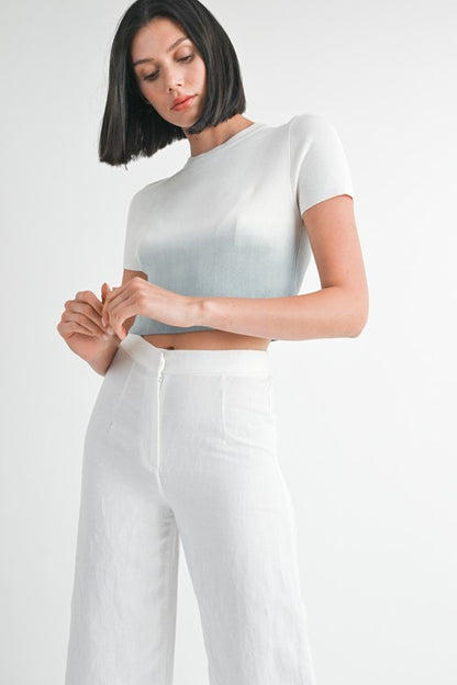 Ombre Crew Neck Cropped Top