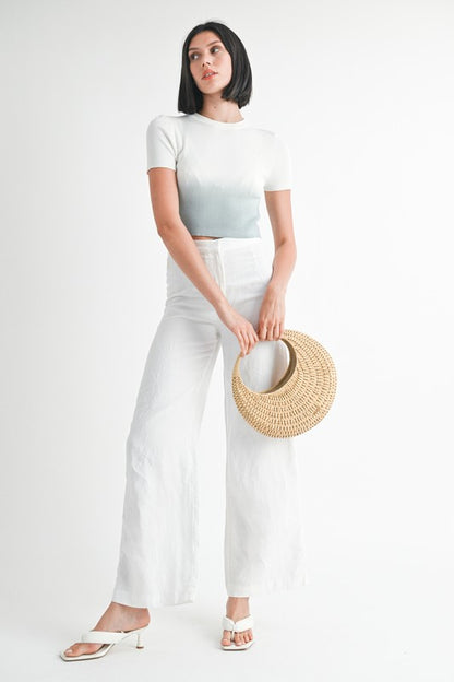 Ombre Crew Neck Cropped Top
