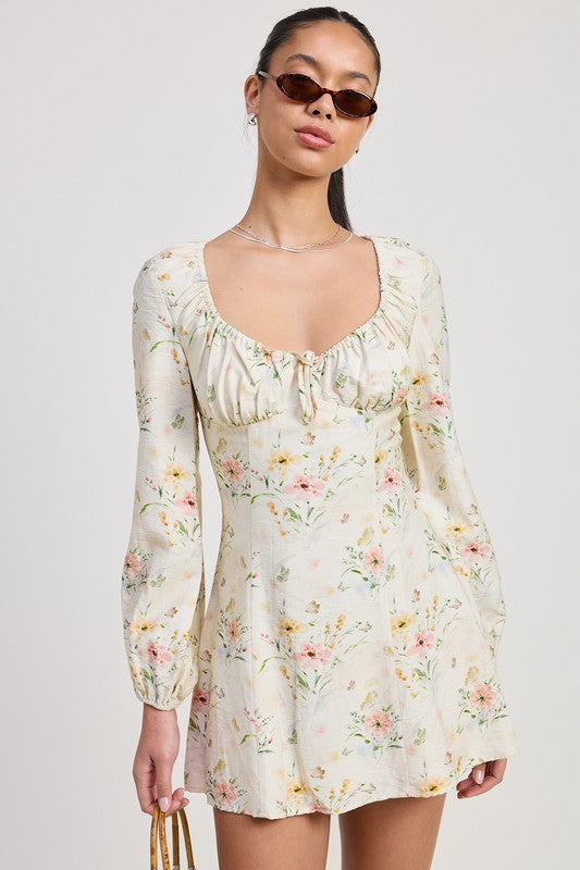 Mini Long Sleeve Floral Dress