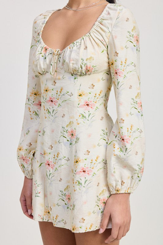 Mini Long Sleeve Floral Dress