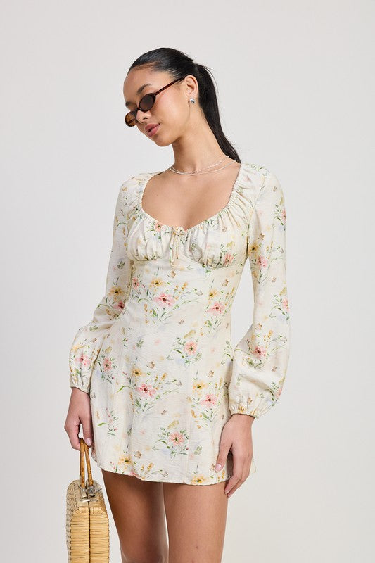 Mini Long Sleeve Floral Dress