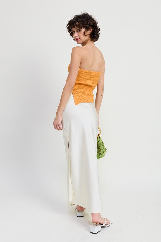 RIBBED ASYMMETRICAL HEM TUBE TOP