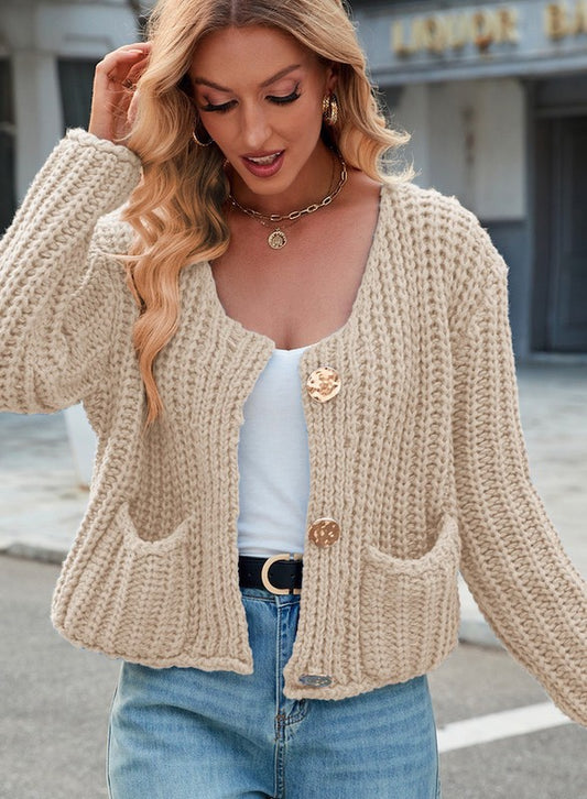 Cropped Knit Cardigan