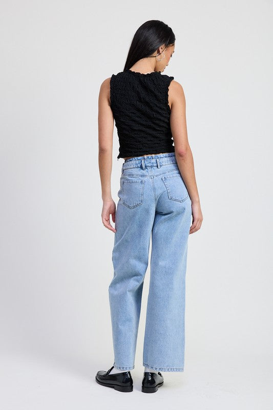 LAYERED STRAIGHT LEG DENIM PANT