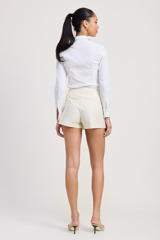 Contrasted Waistband Pleated Skort