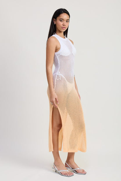 Crochet Maxi Dress with Open Back