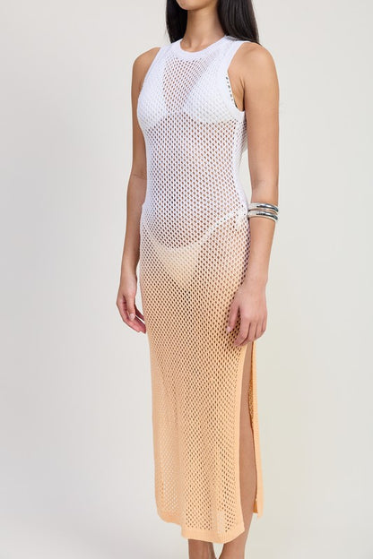 Crochet Maxi Dress with Open Back