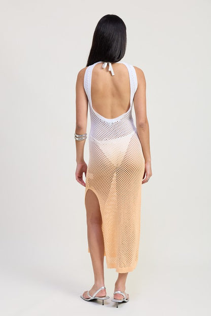 Crochet Maxi Dress with Open Back