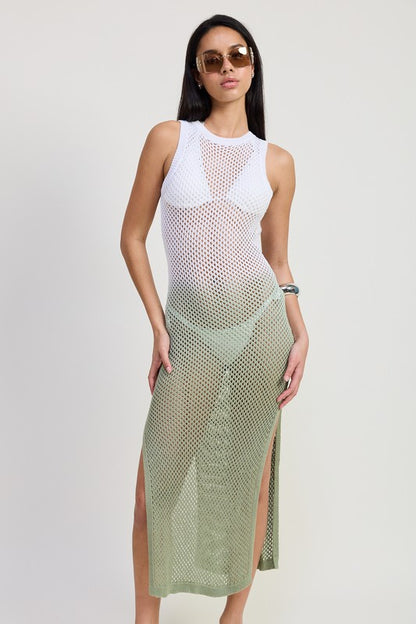 Crochet Maxi Dress with Open Back