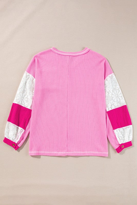 Stitching V Neck Rib Knit Sweatshirts