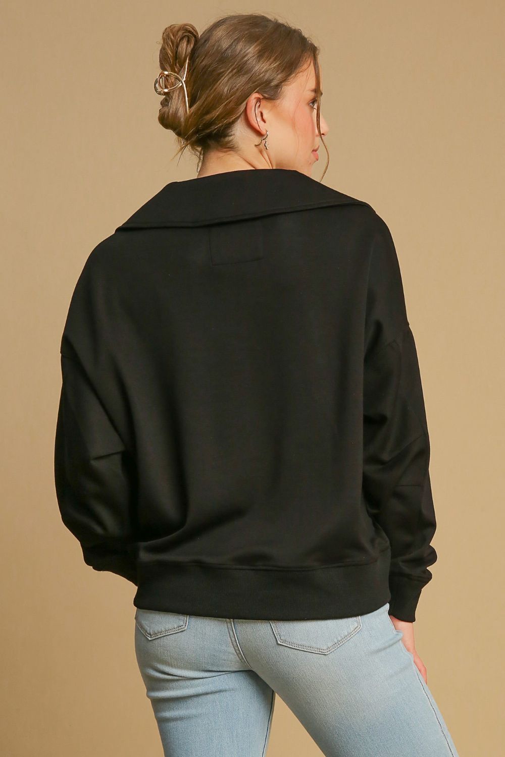 Johnny Collar Dropped Shoulder Sweatshirt