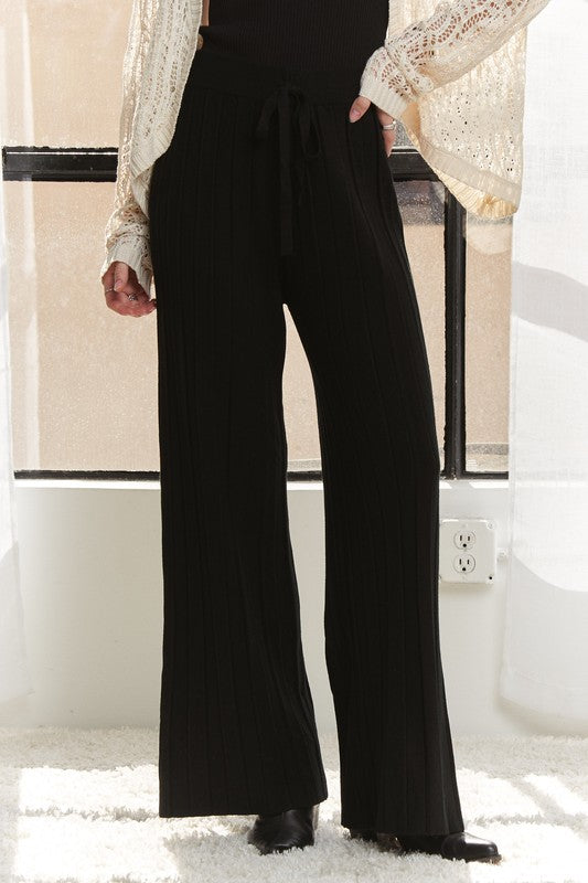 Tied Wide Leg Knit Pants