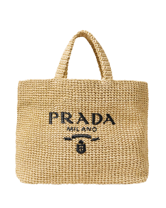 Prada Woven Fabric Tote Bag