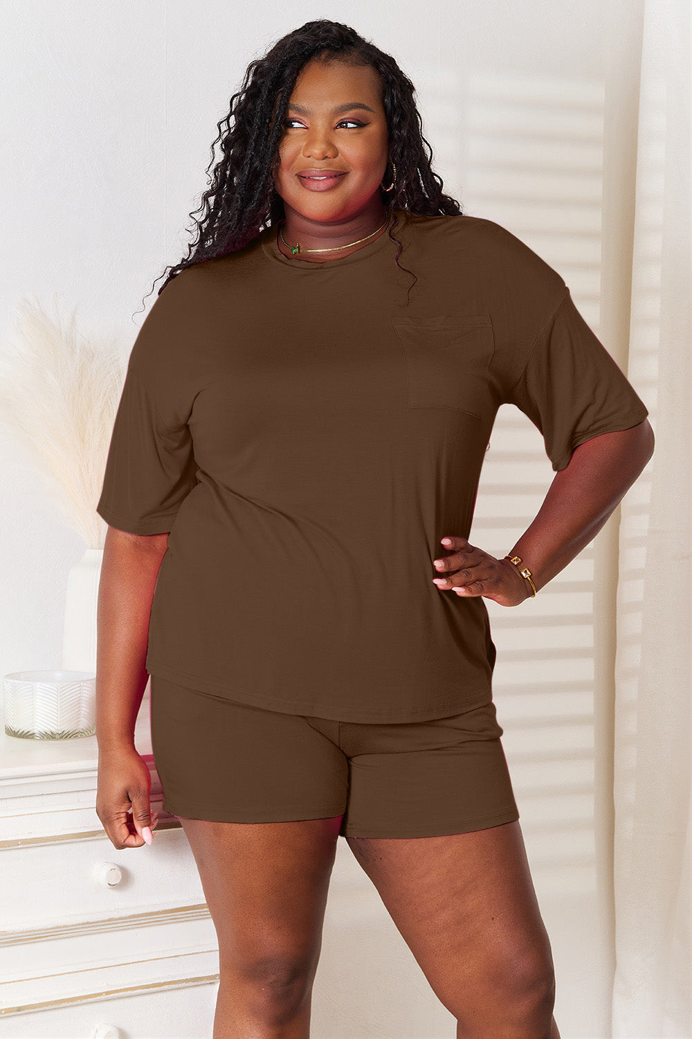 Basic Bae Soft Rayon Half Sleeve Top and Shorts Set