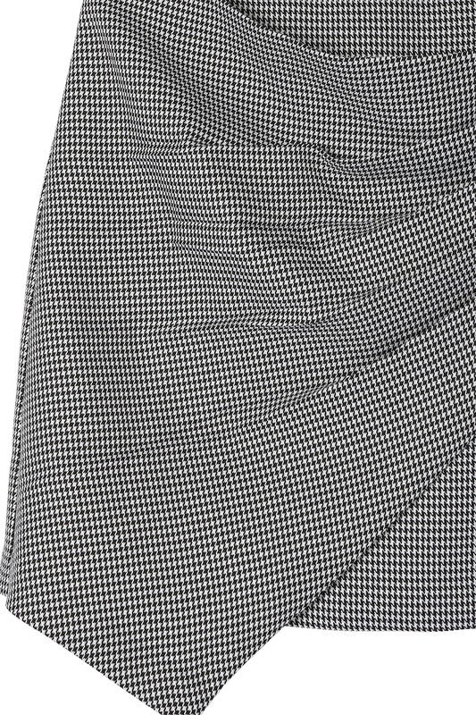 Houndstooth Shirred Wrap Skirt