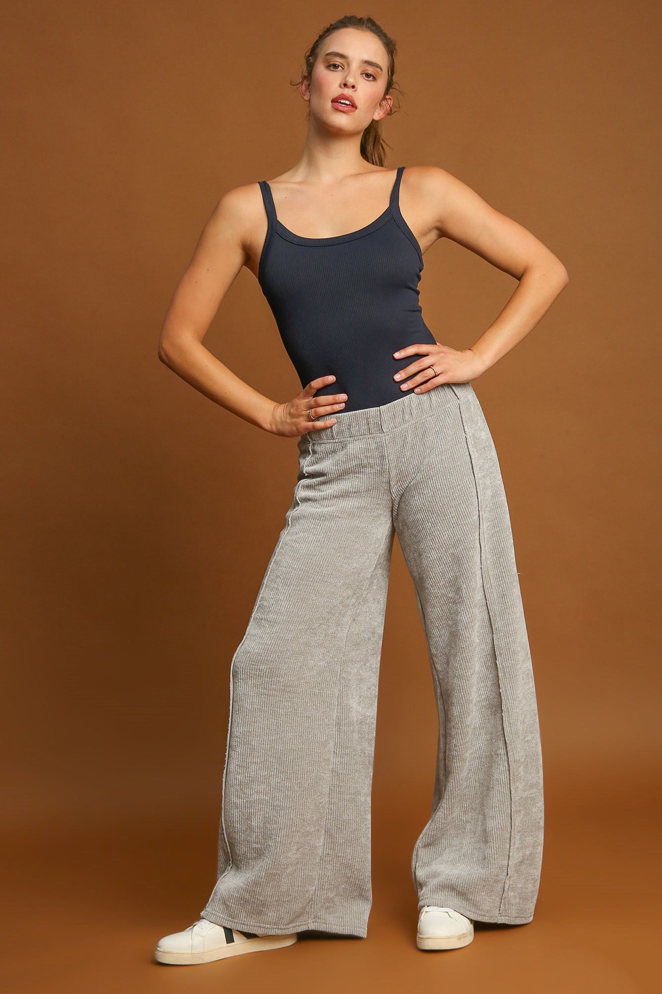 Elastic Waist Wide Leg Pants