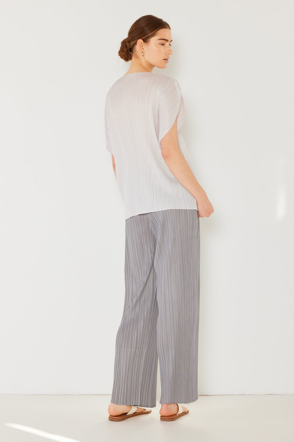 Marina West Pleated Elastic-Waist Straight Pants