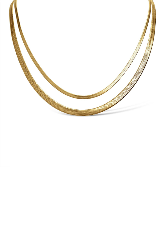 The Riviera Herringbone Necklace – 18K PVD Gold Finish - Luxe and Allure