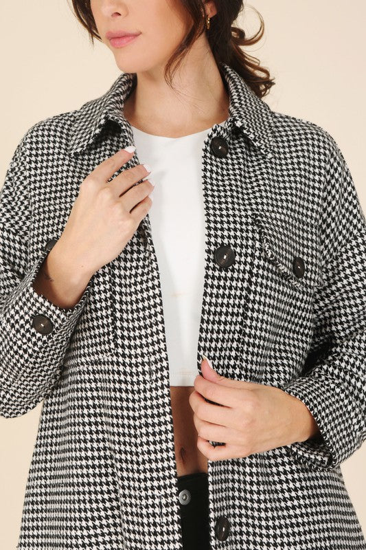 The Houndstooth Long Shacket