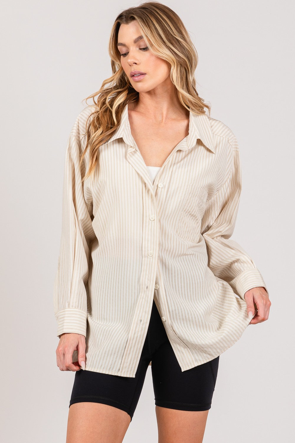 Striped Button Up Long Sleeve Shirt