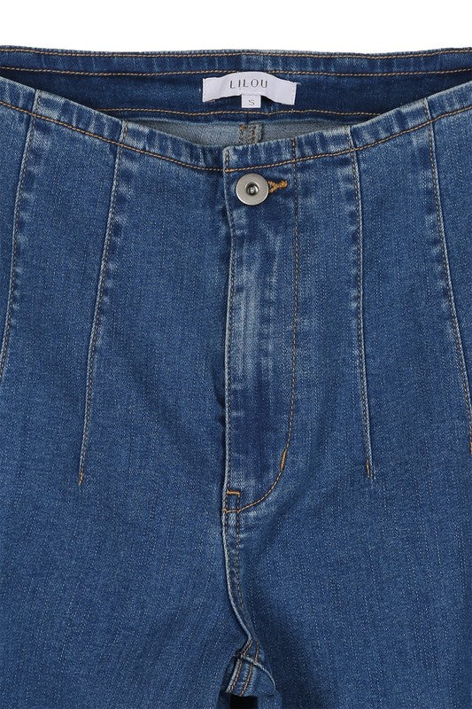 The Flared High Waist Pin-Tuck Jeans